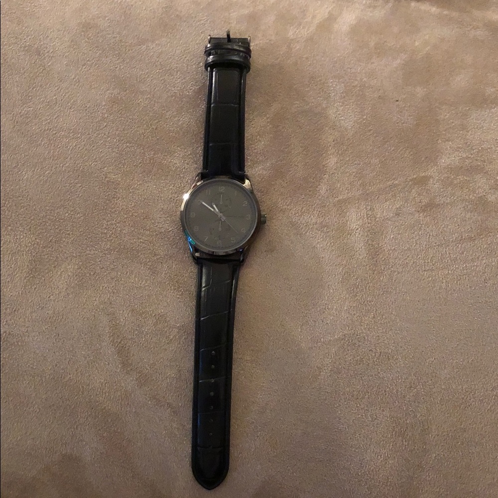 Geoffrey Beene Black and Silver Men's Watch